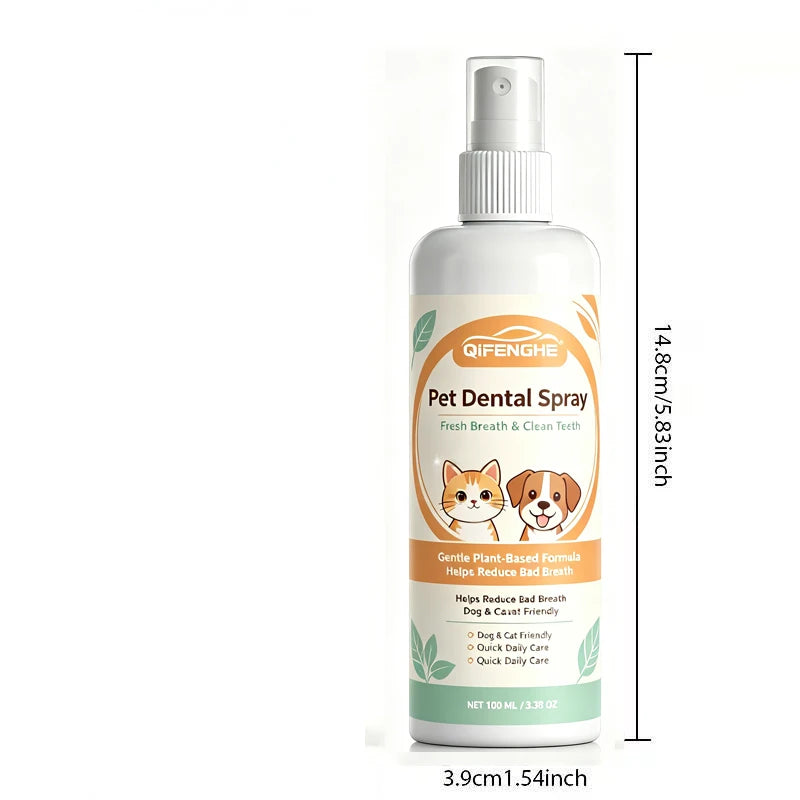 Spray Dental para Perros y Gatos, Cuidado Bucal, Reduce la Placa y el Sarro, Mal Aliento, Fórmula Natural a Base de Plantas, Limpieza Dental para Mascotas