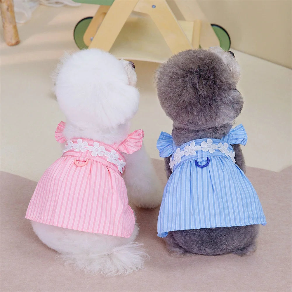1pc   Pet Dog Dress, Cute Floral Decor Ruffle Suspender