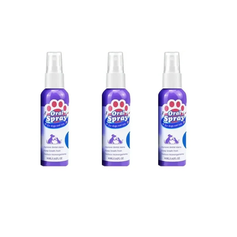 Spray de limpieza dental para mascotas, cuidado bucal, elimina las manchas de dientes, mantiene el aliento fresco para gatos y perros, blanqueamiento, elimina el mal aliento