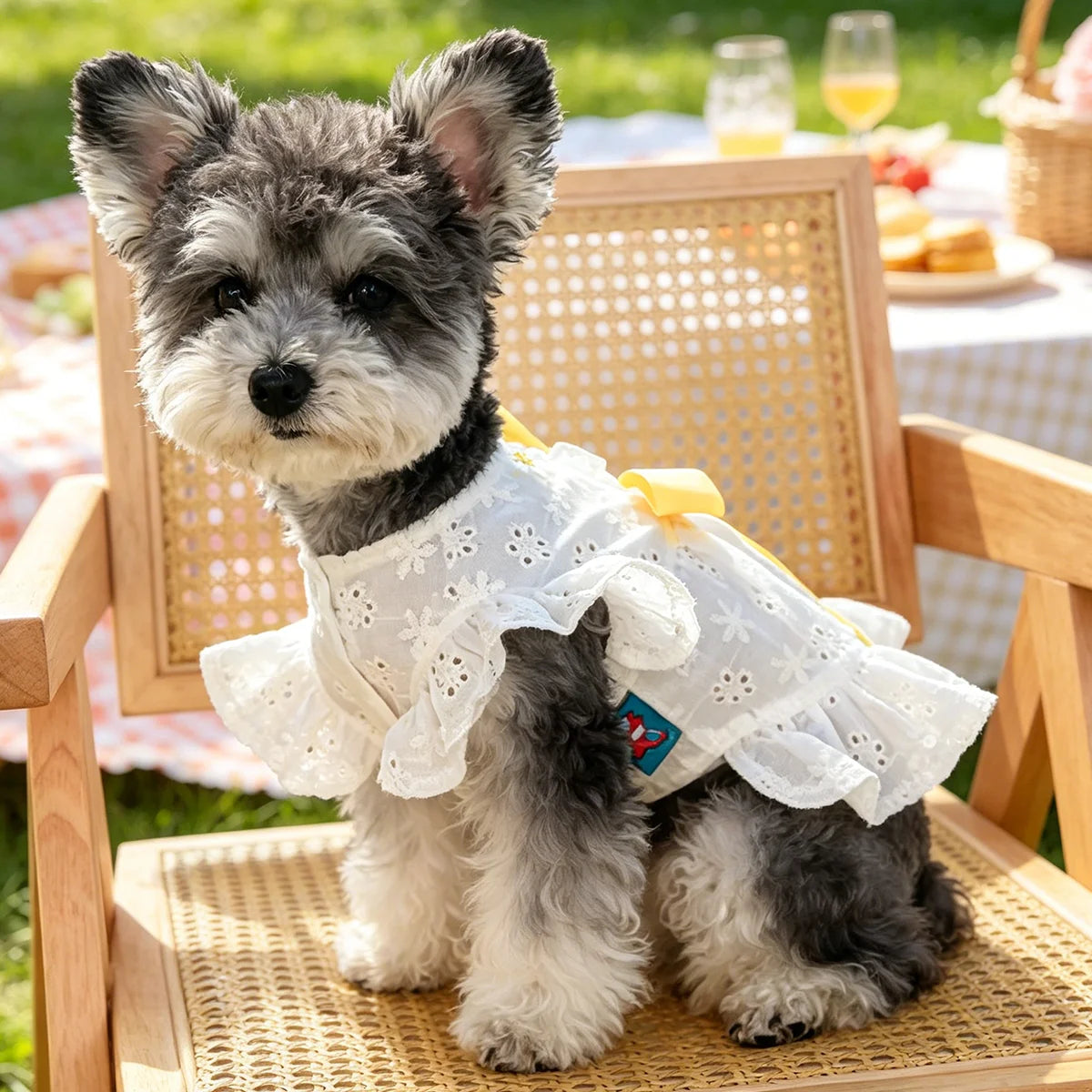 Cute Floral Bow Pet Dress for Small Dogs Cats
