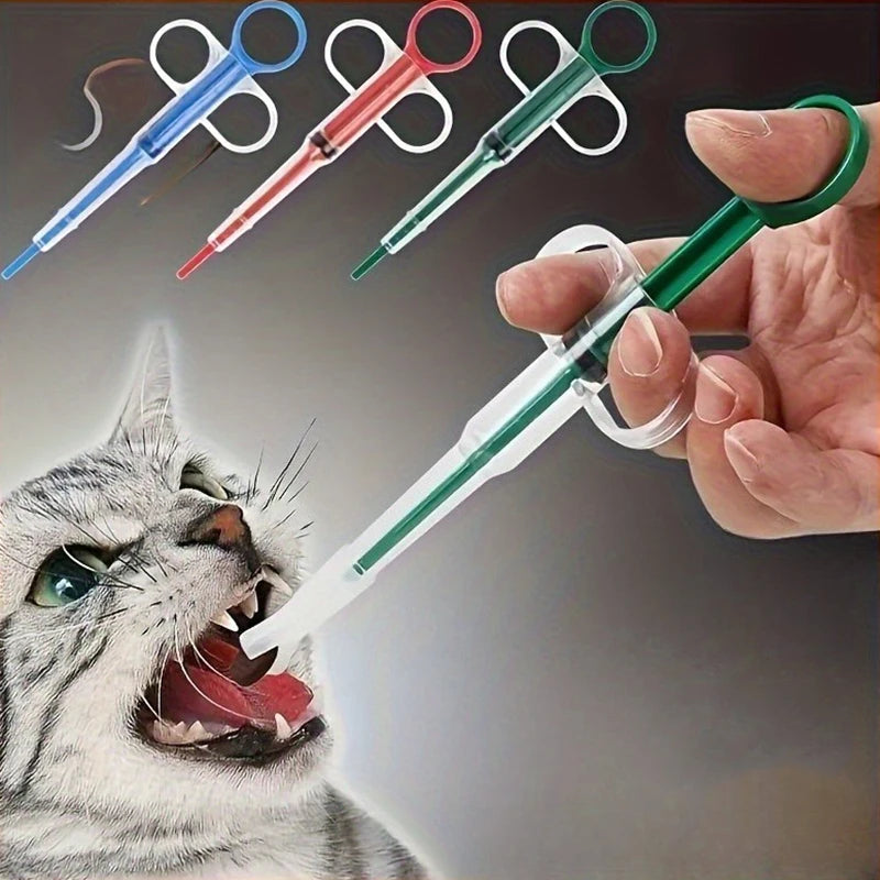 Dispensador de Pastillas para Mascotas, Apto para Perros y Gatos, Jeringa para Medicamentos, Alimentador Oral de Tabletas, Dispensador Simple de Pastillas para Mascotas, Incluye 2 Opciones de Puntas Suaves