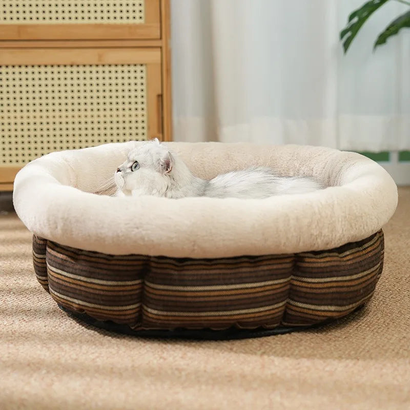 Round Pet Bed for Cats & Dogs Soft Plush