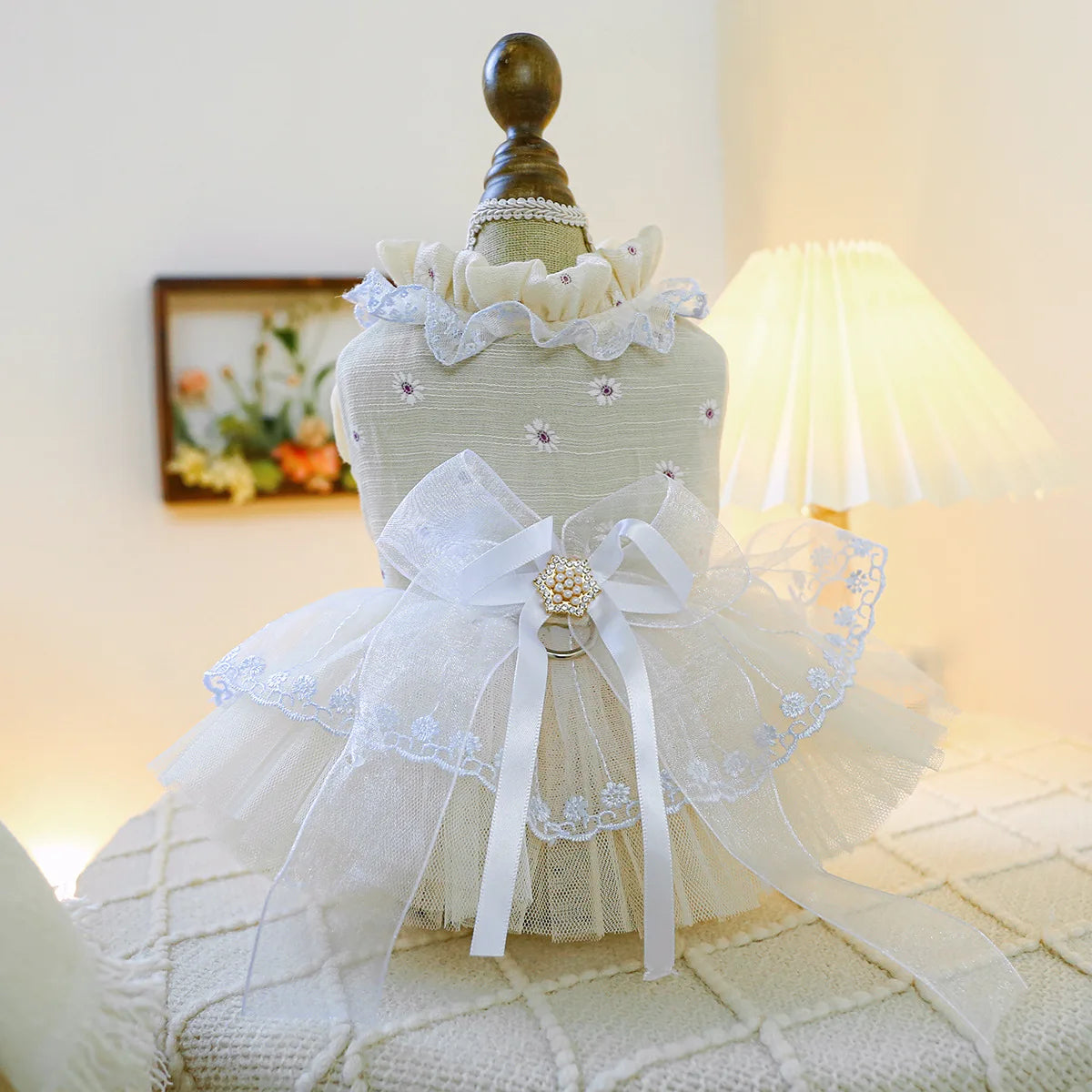 Puff Chiffon Skirt Wedding Dress for Dogs