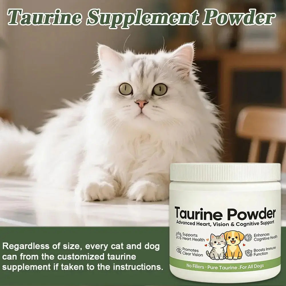 Taurina Pura en Polvo para Perros y Gatos, Apoyo Avanzado para la Salud del Corazón, la Visión y la Cognición, Refuerzo Inmunológico, Suplementos Nutricionales para Mascotas