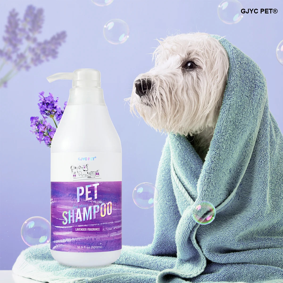 Hypoallergenic Pet Shampoo Dogs Cats-Natural Lavender Scent Deep Cleansing Deodorizing Moisturizing Tear-Free Gentle Sensitive