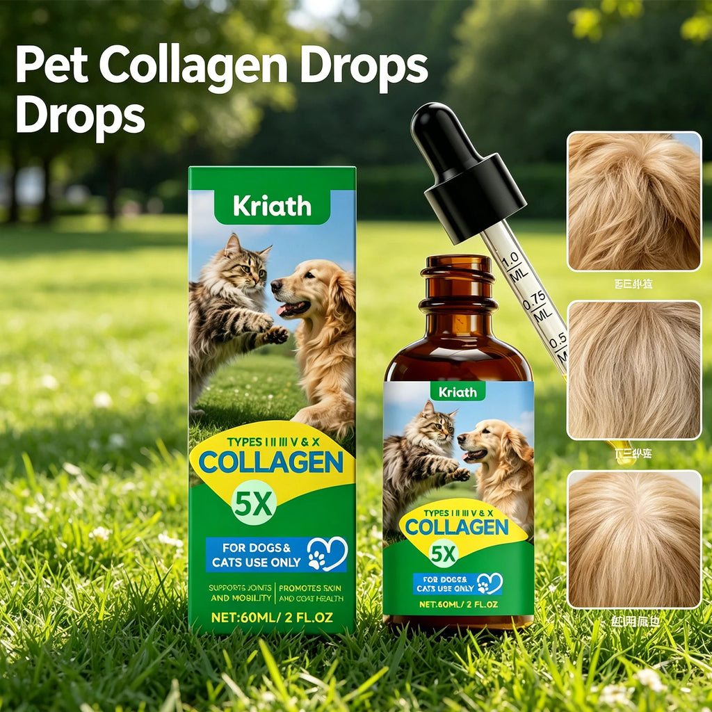 Gotas de Colágeno para Mascotas, Cuidado de las Articulaciones, Nutrición de la Piel y el Pelaje, Apoyo Digestivo, Mantenimiento del Sistema Inmunológico, Suplemento Nutricional Líquido 60ml