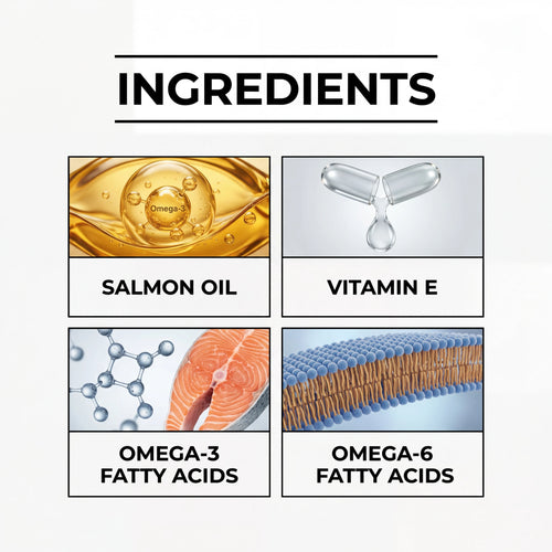 Aceite de Salmón Natural para Mascotas, Complemento Líquido con Vitamina E para Perros, para un Pelaje Brillante y Salud del Corazón, Fórmula Suave, Botella con Bomba Dosificadora