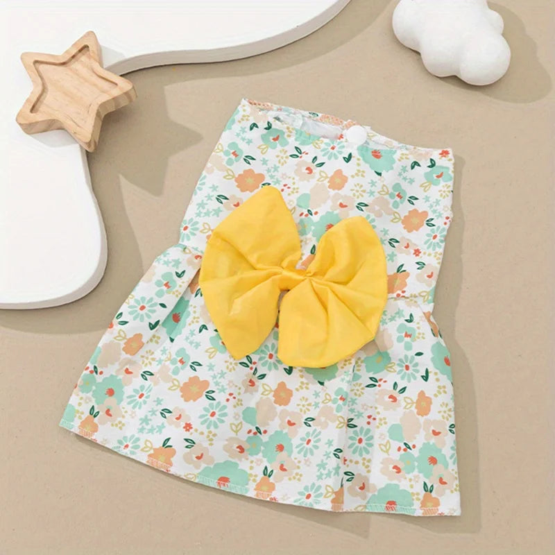 Pet Dress,Soft & Sleeveless Floral Outfit