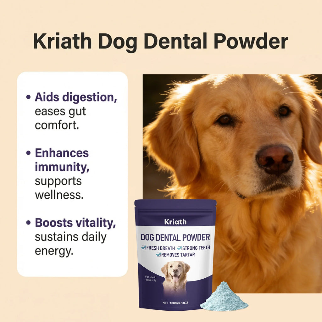 Polvo para el Cuidado Dental de Mascotas, Limpieza Natural de Dientes, Control de Placa y Sarro, Encías Saludables, Refuerzo de la Inmunidad y Vitalidad, Refrescante Bucal para Perros