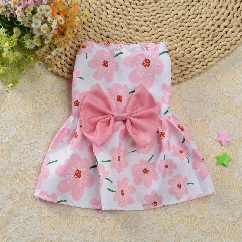 Pet Dress,Soft & Sleeveless Floral Outfit