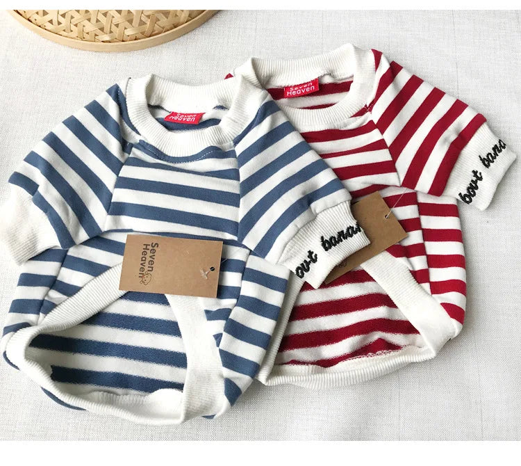 Pet parent-child clothing Dog and cat striped sweatshirt
