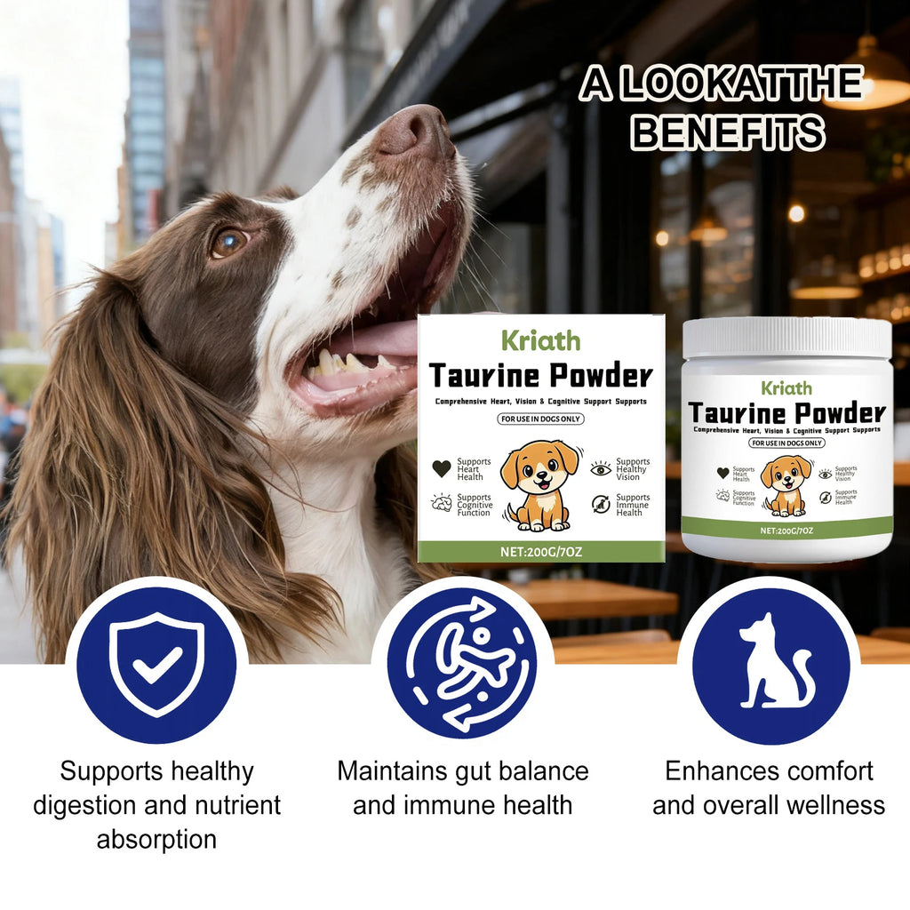  Polvo de Taurina para Mascotas, Apoya la Salud del Corazón, Mantiene la Función Visual Normal, Mejora la Luminosidad del Pelo, Suplemento Nutricional Diario para Perros