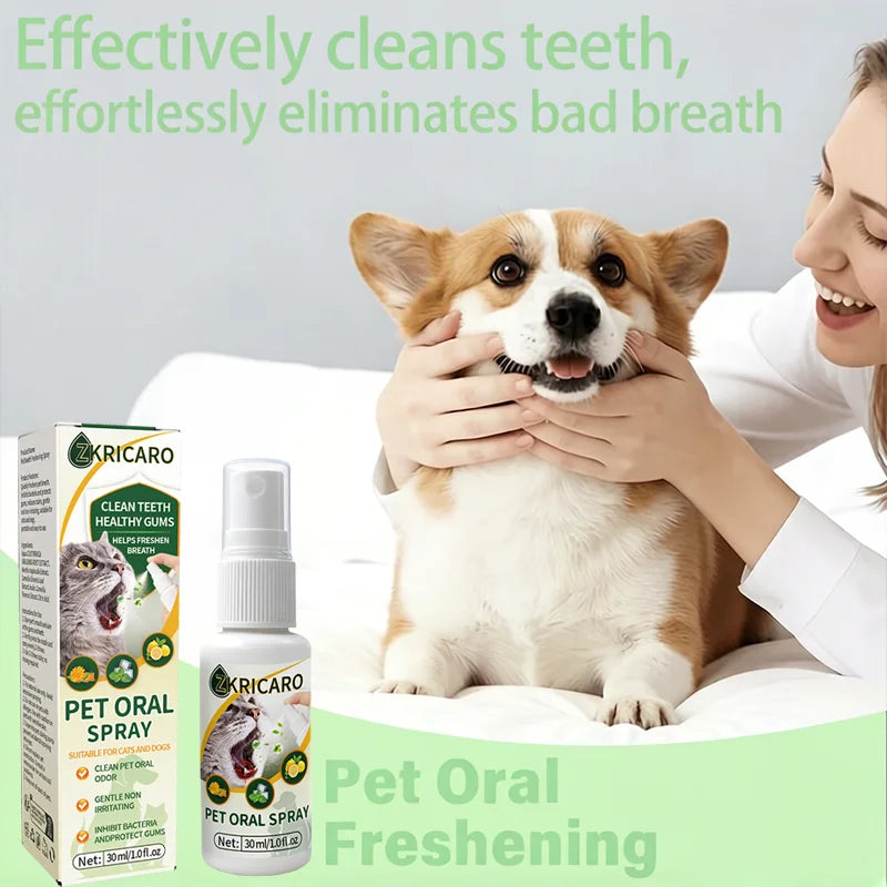 Spray para el Cuidado Bucal de Mascotas, Hecho con Ingredientes Naturales y una Fórmula Suave, No Requiere Cepillado; Simplemente Rociar para Refrescar a tu Mascota.