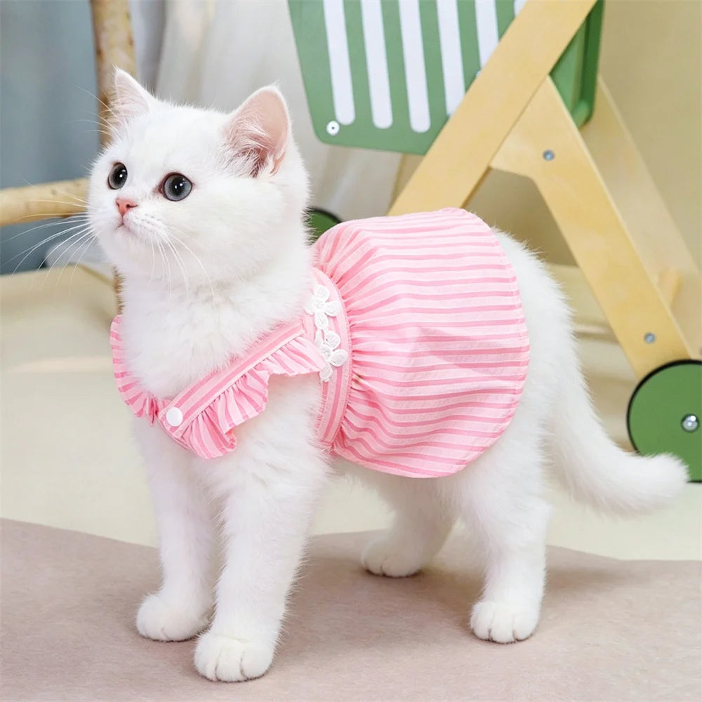 1pc   Pet Dog Dress, Cute Floral Decor Ruffle Suspender
