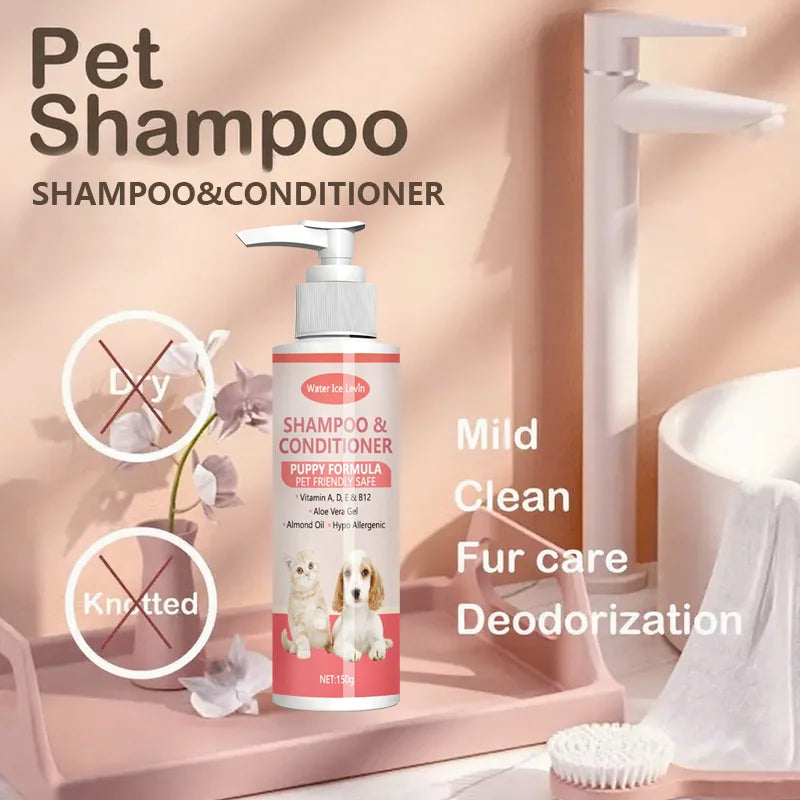 Champú y acondicionador para cachorros 2 en 1 suaves con vitaminas y aloe: fórmula hipoalergénica para abrigos suaves, brillantes y hidratados