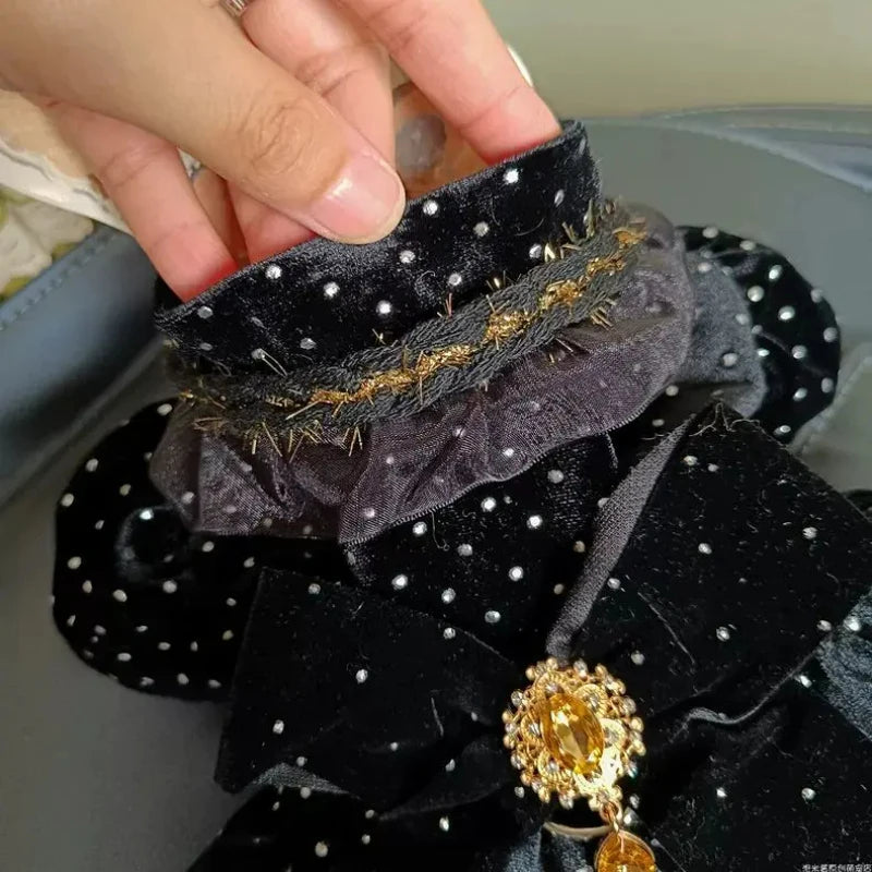 Pet Dog Dress - Velvet Black Gold Fashion