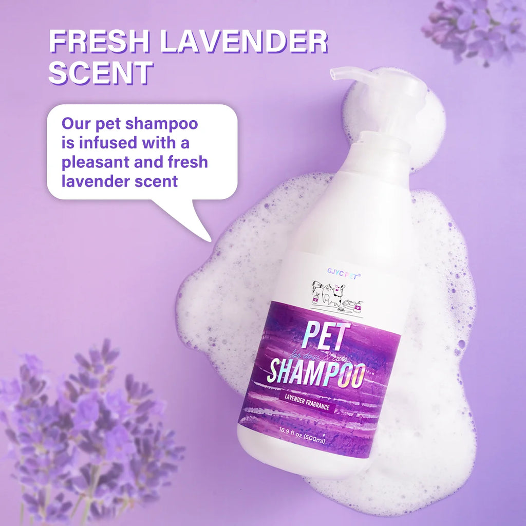 Hypoallergenic Pet Shampoo Dogs Cats-Natural Lavender Scent Deep Cleansing Deodorizing Moisturizing Tear-Free Gentle Sensitive