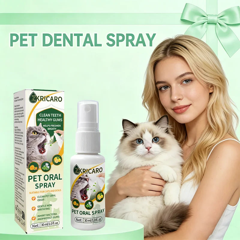 Spray para el Cuidado Bucal de Mascotas, Hecho con Ingredientes Naturales y una Fórmula Suave, No Requiere Cepillado; Simplemente Rociar para Refrescar a tu Mascota.