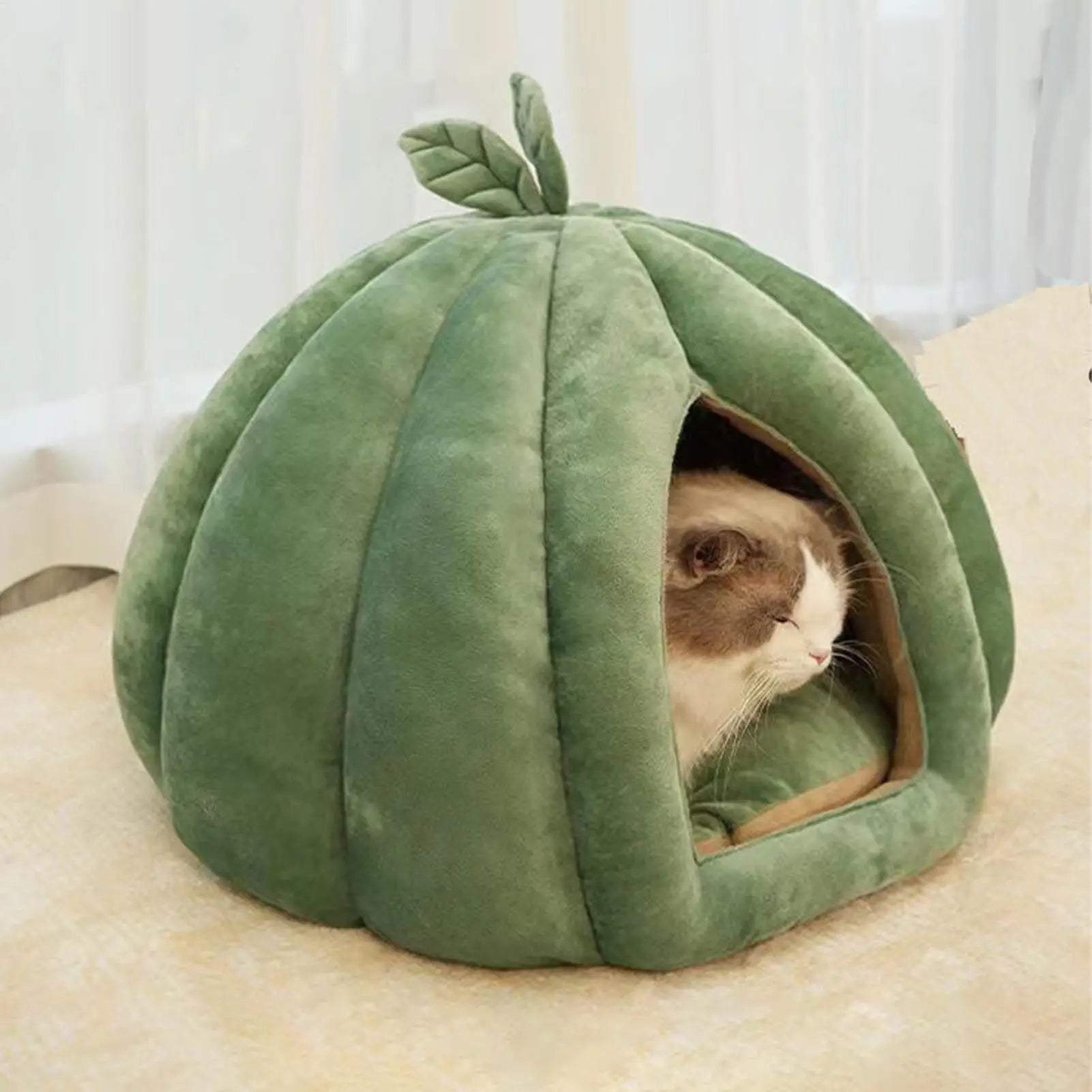 Pet Bed Enclosed Cat and dogs Nest Warm Bed Pumpkin House