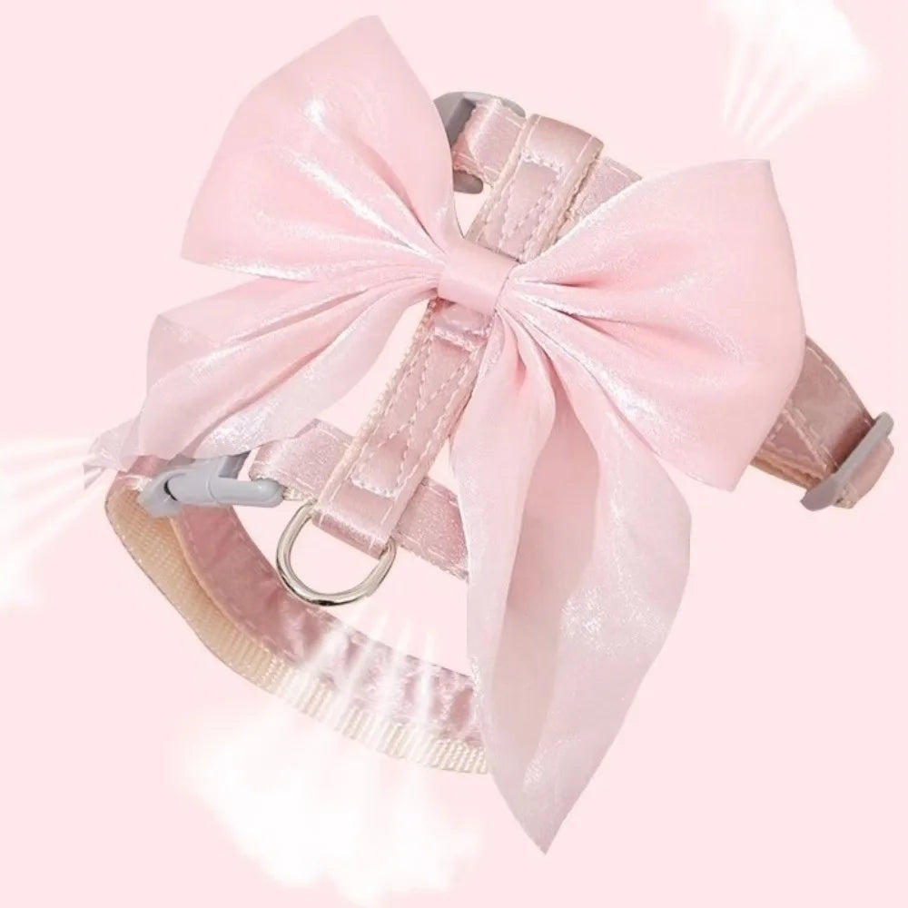 Pet Clothes Adjustable Pet Harness Cute Bow