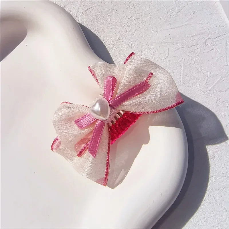 Pet Hair Clips Yorkshire Teddy Cute Pet Dog Organza Bubble