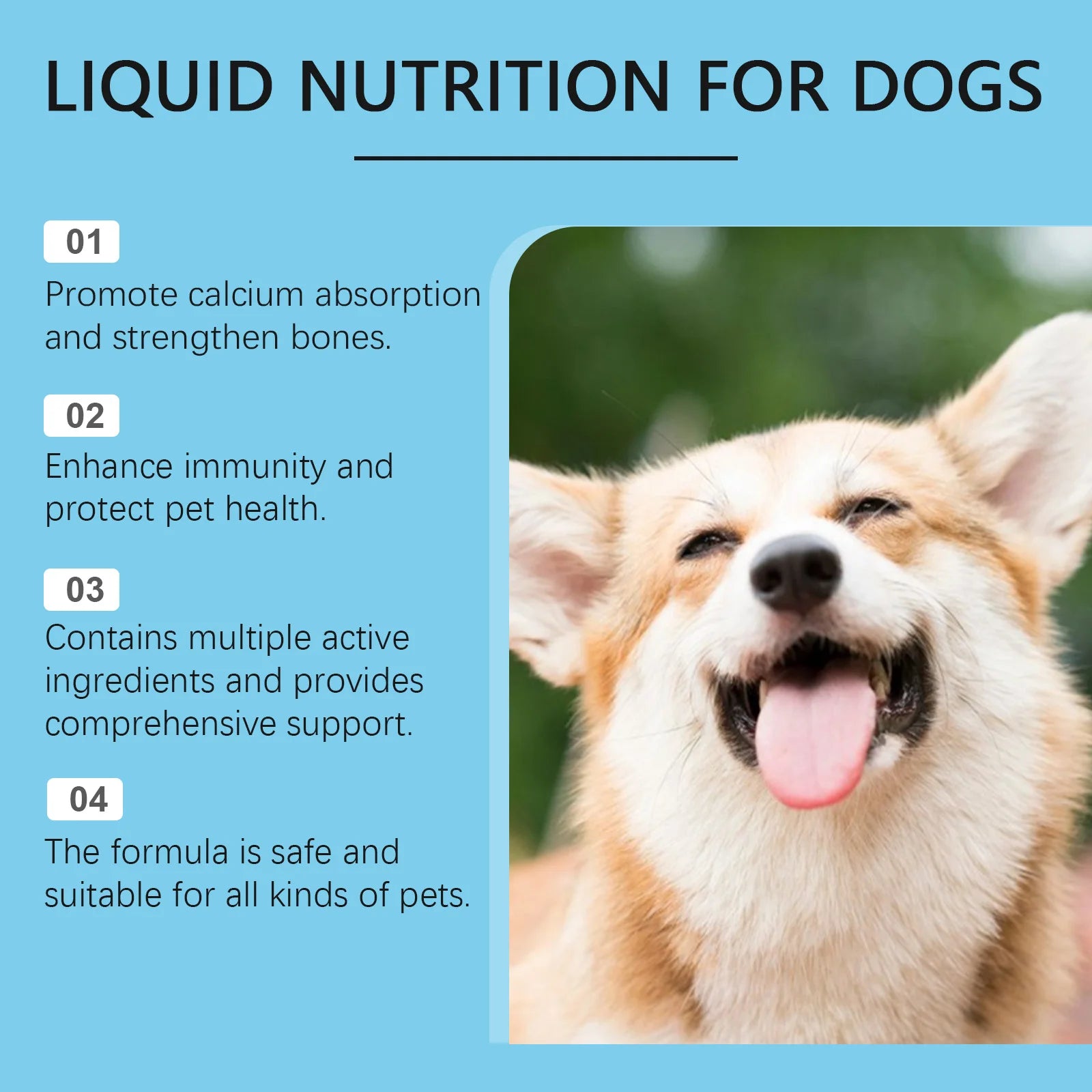 Gotas de suplemento vitamínico para mascotas, huesos fuertes, promueven la absorción de calcio, aumentar la inmunidad, mejorar la vitalidad, suplemento dietético