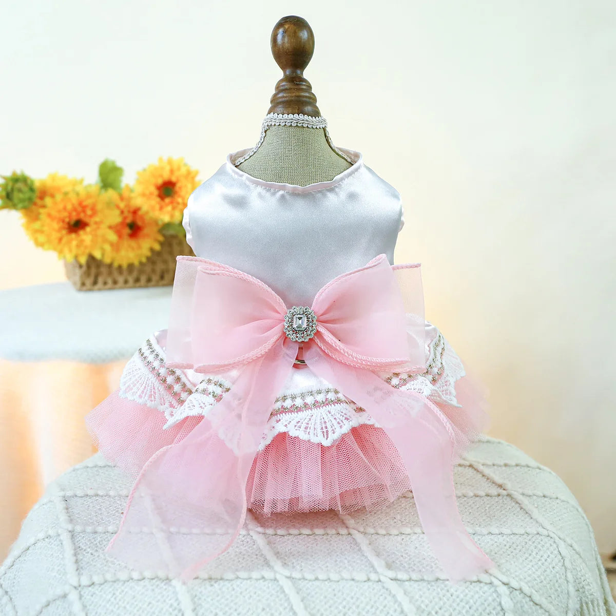 Puff Chiffon Skirt Wedding Dress for Dogs