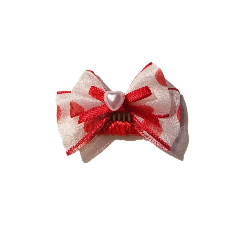 Pet Hair Clips Yorkshire Teddy Cute Pet Dog Organza Bubble