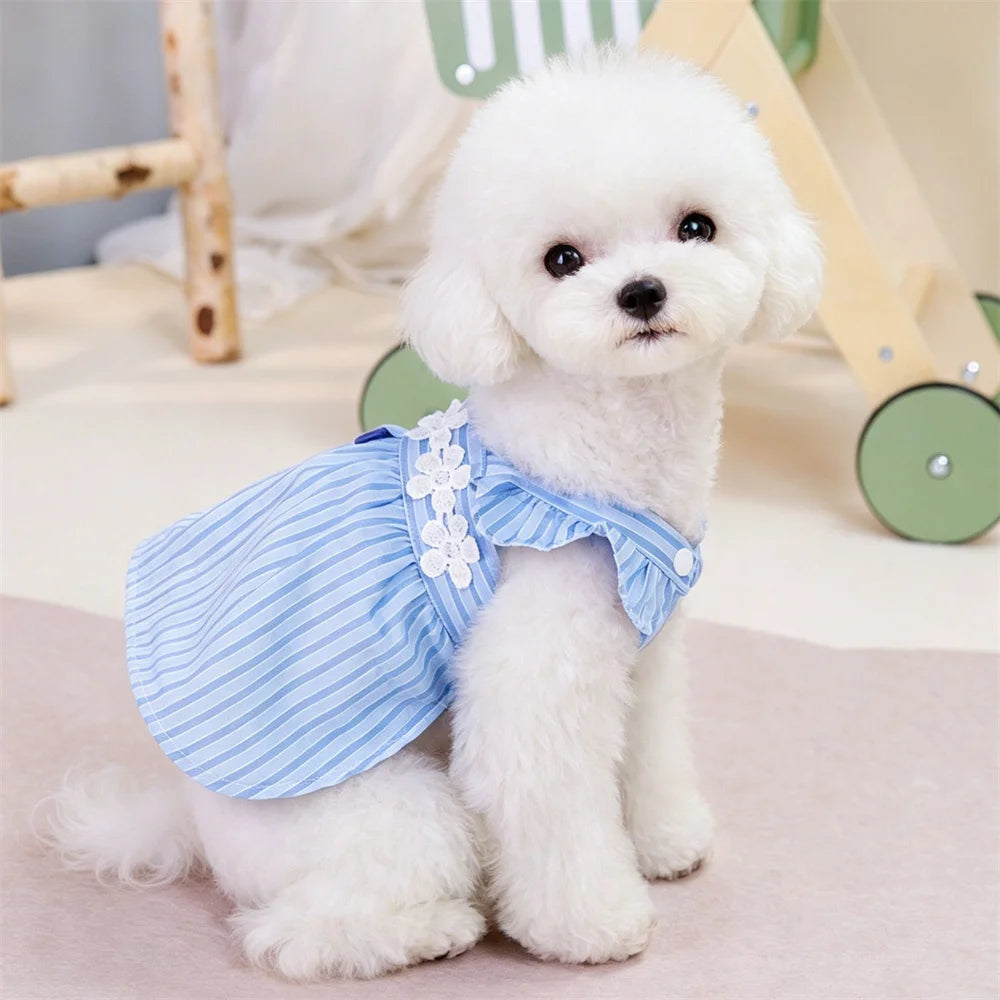 1pc   Pet Dog Dress, Cute Floral Decor Ruffle Suspender