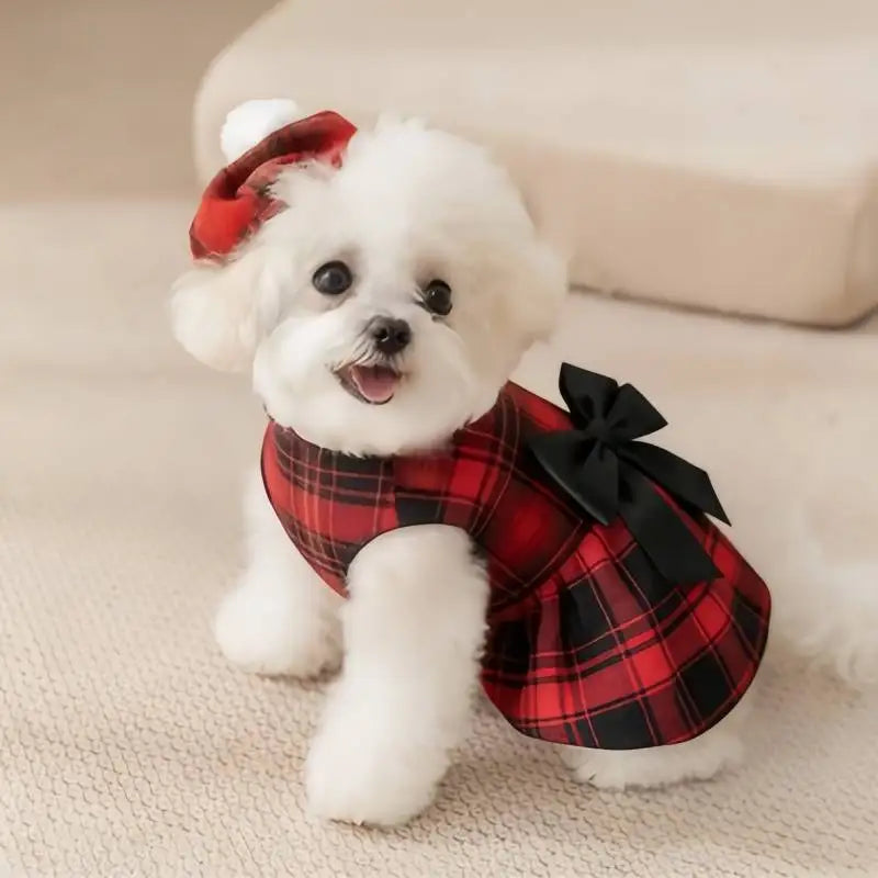 Pet Dog Clothes Plaid Shirt Suit Tie
