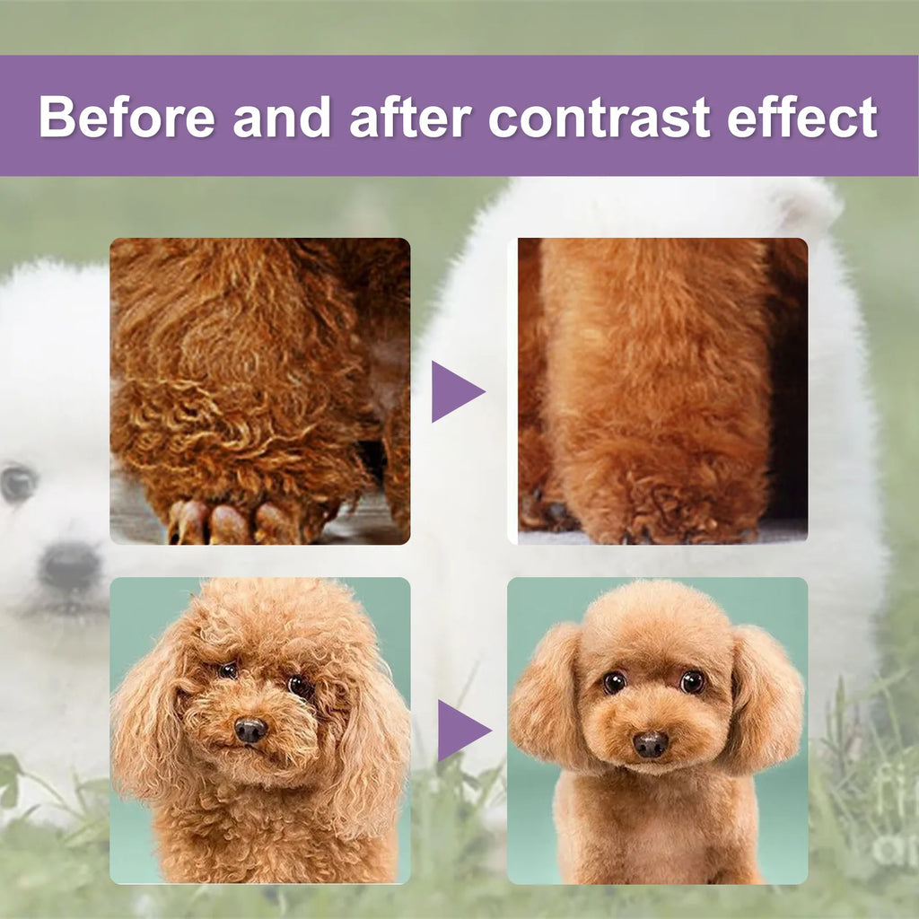 Acondicionador de pelo para mascotas, suavizante del cabello, previene nudos del cabello, limpieza sin baño, eliminación de olores, hidratante, anácaros para gatos, champú para perros