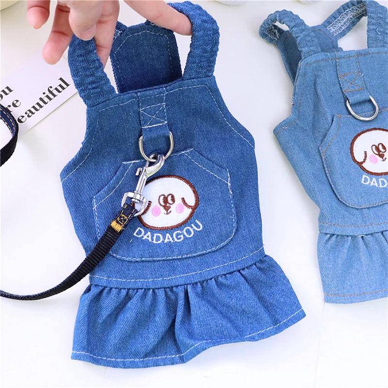 Pet Denim Dress for Small Dogs