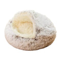 2 in 1 Soft Plush Pet Bed 50CM with Cover Round Sleeping Nest Cave