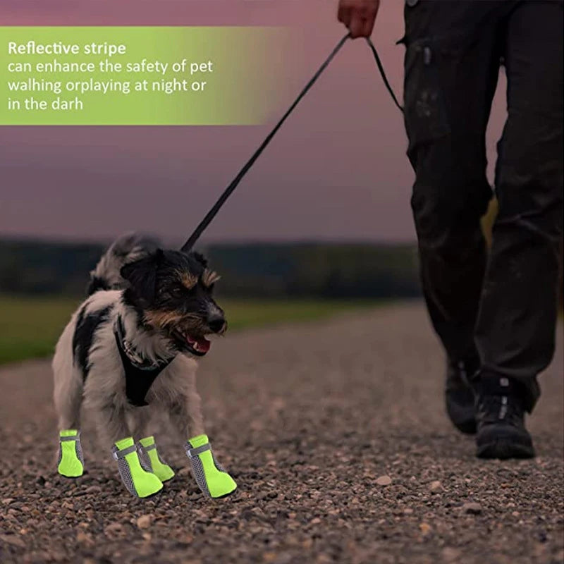 Pet Dog Shoes Breathable Waterproof Outdoor Walking Mesh Soft Summer Pet Shoes Night Safe Reflective Boots for Small Medium Dogs