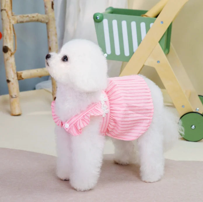 1pc   Pet Dog Dress, Cute Floral Decor Ruffle Suspender