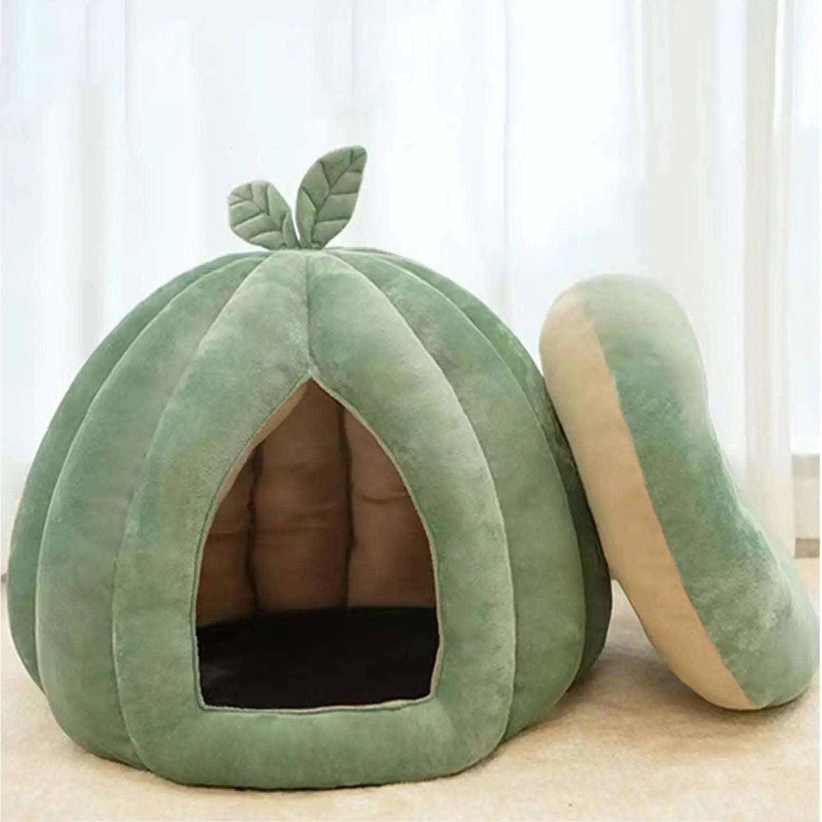 Pet Bed Enclosed Cat and dogs Nest Warm Bed Pumpkin House
