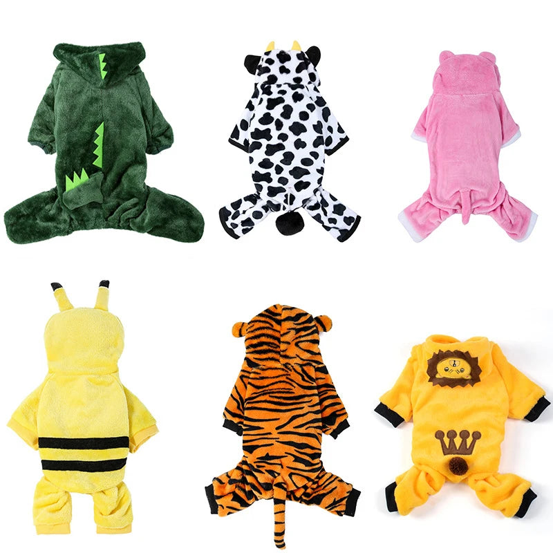 COZY ANIMAL FLEECE JUMPSUIT FOR DOGS & CATS