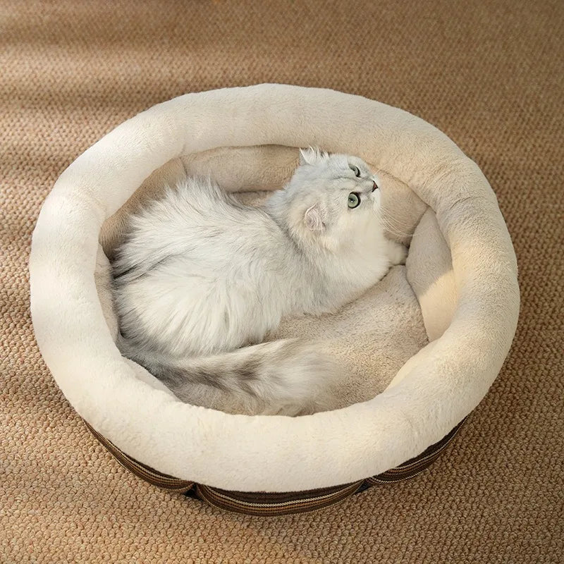 Round Pet Bed for Cats & Dogs Soft Plush