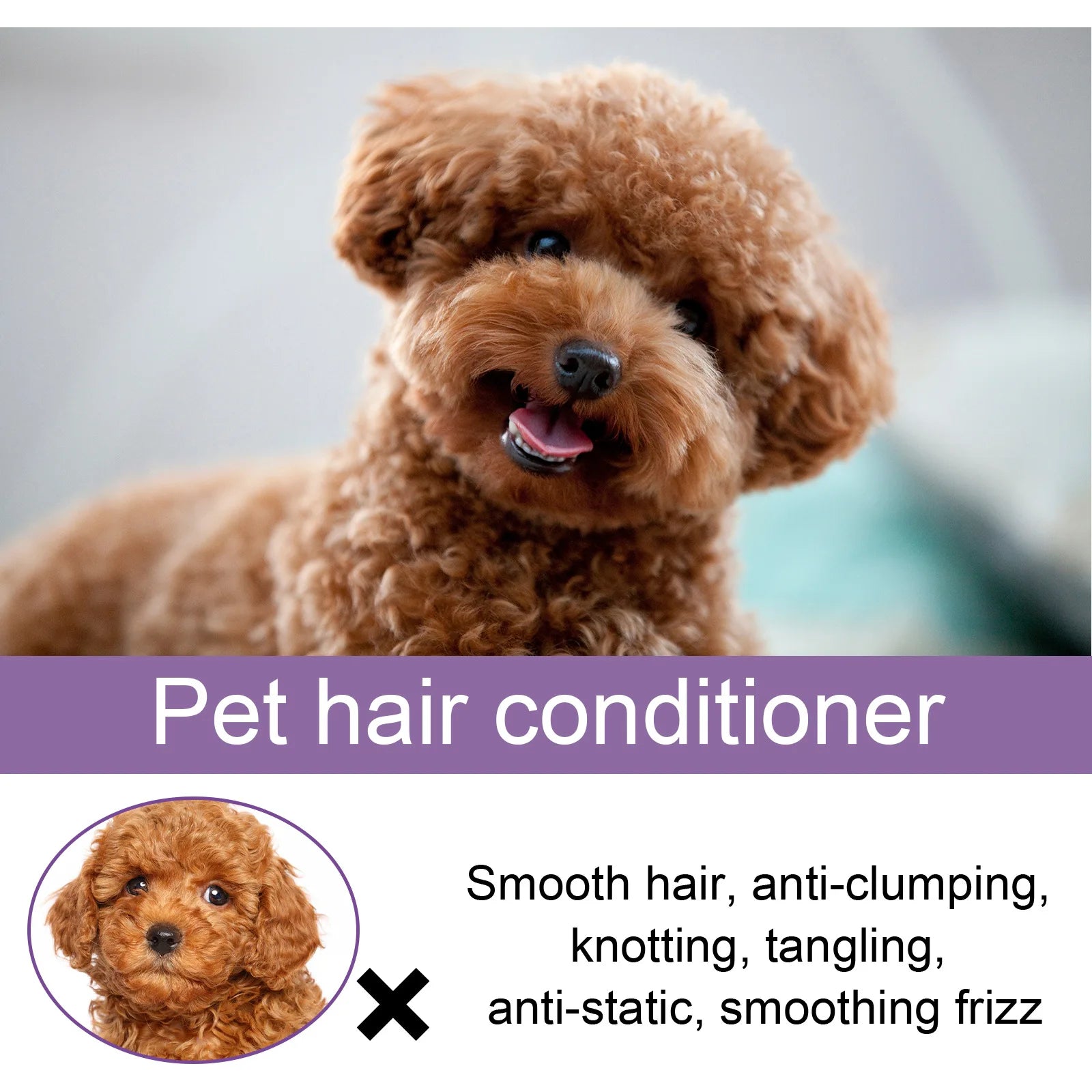 Acondicionador de pelo para mascotas, suavizante del cabello, previene nudos del cabello, limpieza sin baño, eliminación de olores, hidratante, anácaros para gatos, champú para perros