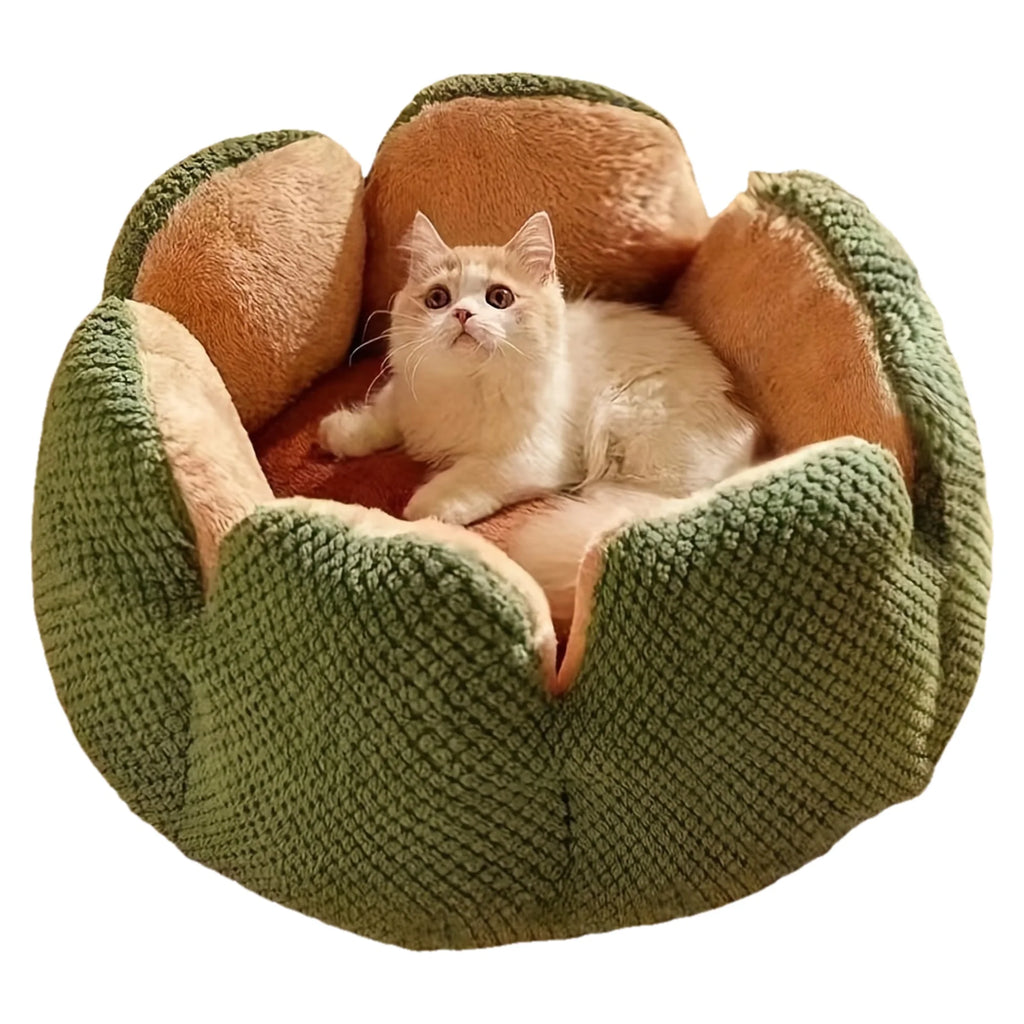 Petal Shaped Pet Bed, Plush Round Dog & Cat Cushion Mat