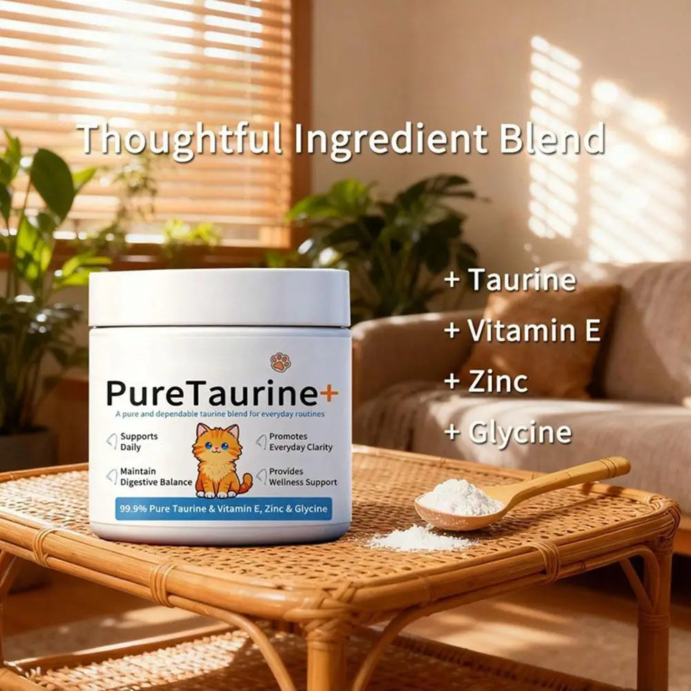 Polvo para el cuidado de la salud del gato, 200 g, 99,9% taurina pura, vitamina E y zinc, apoya la digestión y mejora la inmunidad para mascotas con intestino sensible