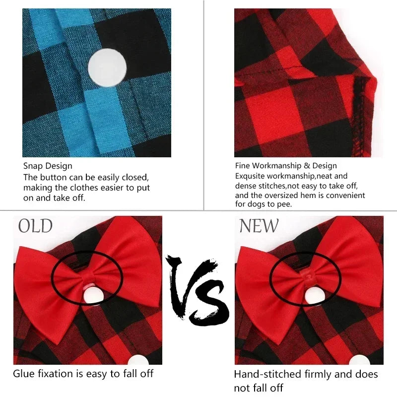 Pet Clothes Dogs Plaid Striped Shirt Teddy Bear Pomeranian