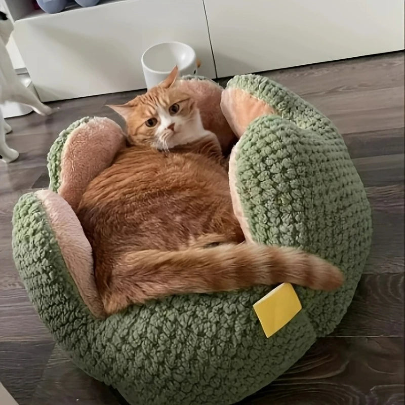 Petal Shaped Pet Bed, Plush Round Dog & Cat Cushion Mat
