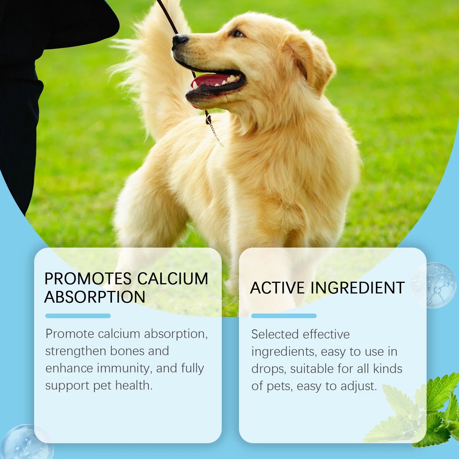 Gotas de suplemento vitamínico para mascotas, huesos fuertes, promueven la absorción de calcio, aumentar la inmunidad, mejorar la vitalidad, suplemento dietético