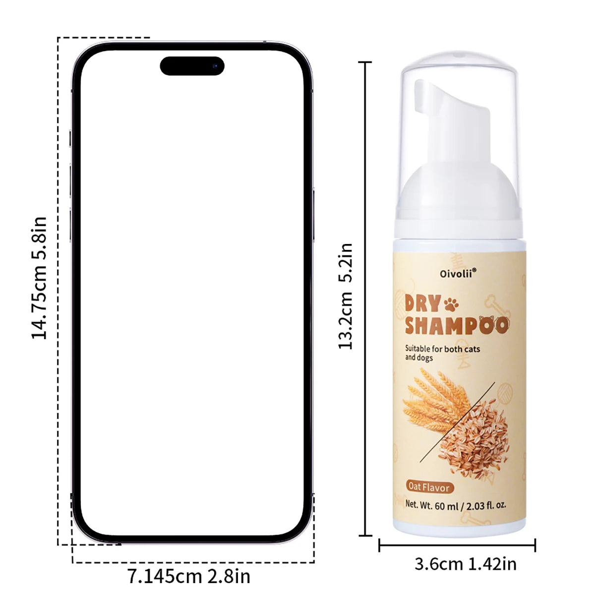 Espuma de Limpieza en Seco para Mascotas Sin Enjuague, Gel de Ducha para Perros, Gatos y Cachorros, Champú Desodorante con Aroma a Avena, Deja Fragancia, Suministros para Mascotas