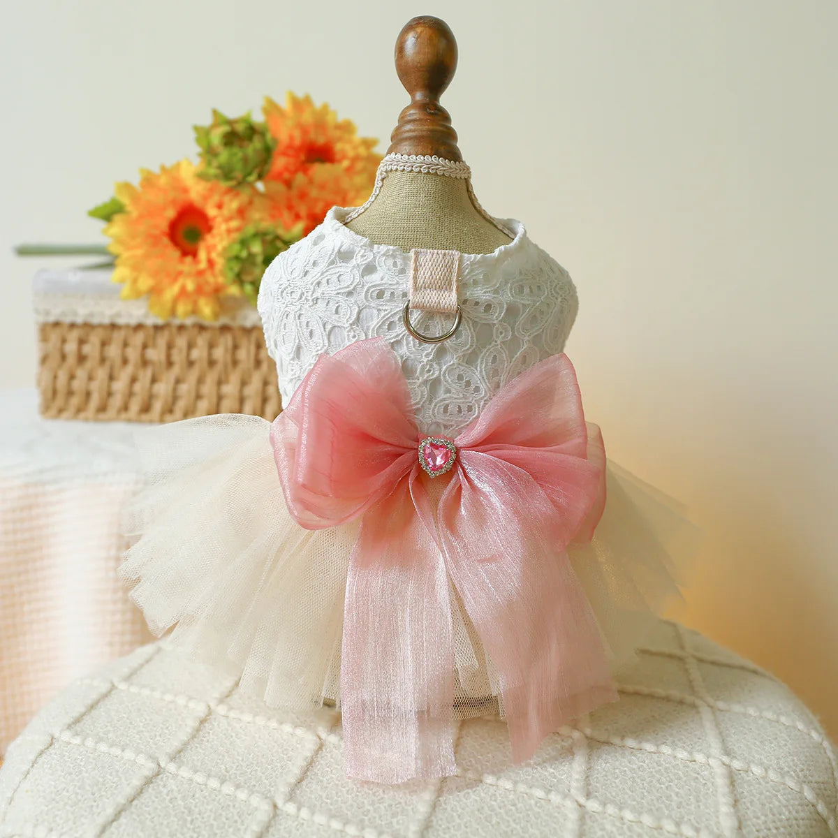 Puff Chiffon Skirt Wedding Dress for Dogs
