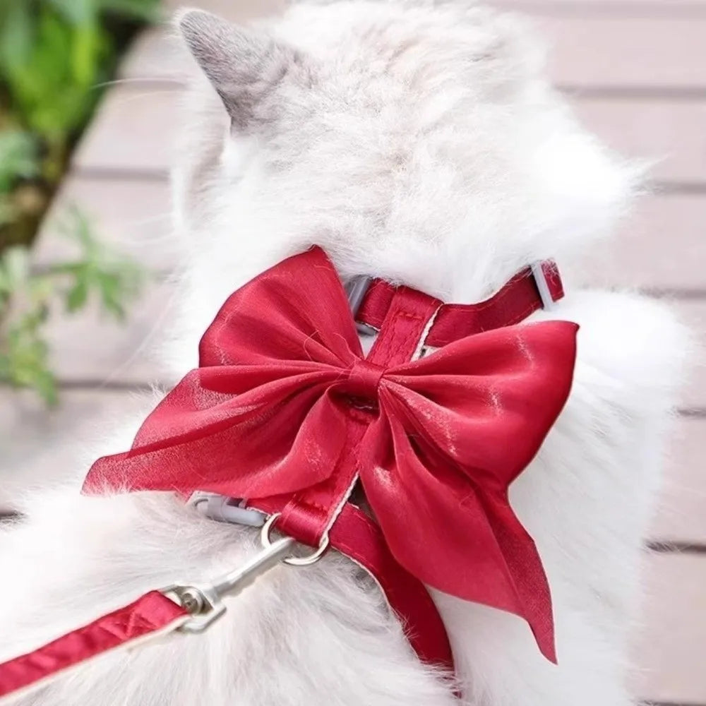 Pet Clothes Adjustable Pet Harness Cute Bow