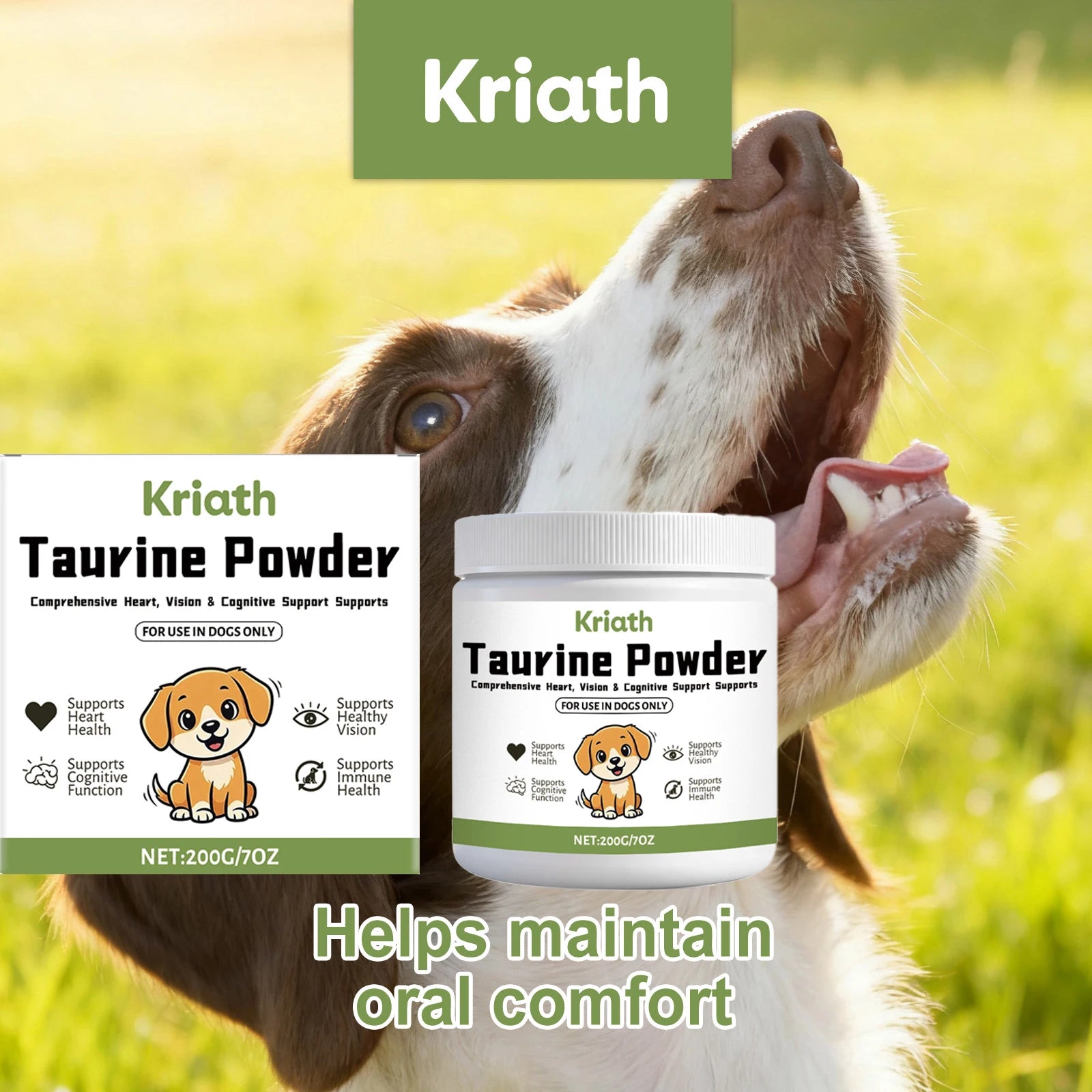  Polvo de Taurina para Mascotas, Apoya la Salud del Corazón, Mantiene la Función Visual Normal, Mejora la Luminosidad del Pelo, Suplemento Nutricional Diario para Perros