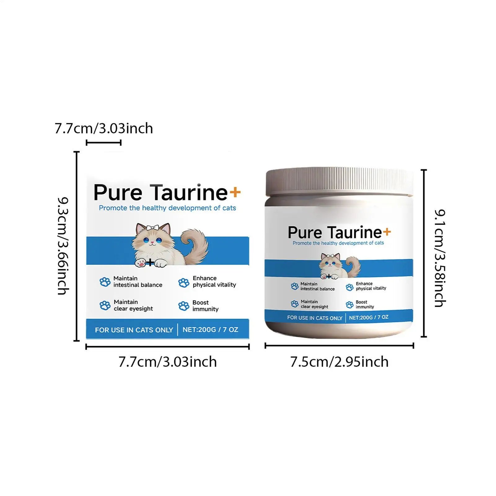  Polvo de Taurina para Gatos, Apoya la Salud y Estabilidad del Corazón de las Mascotas, Mantiene la Visión de las Mascotas, Fórmula Suave, Cuidado Diario de las Mascotas, Polvo Nutritivo
