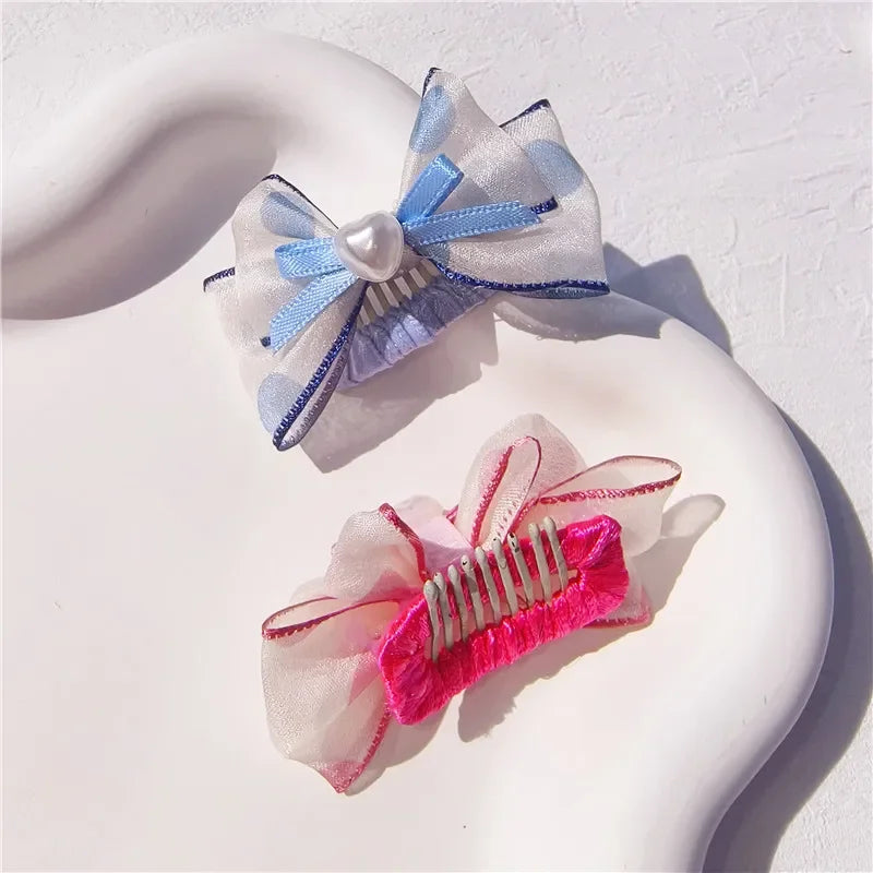 Pet Hair Clips Yorkshire Teddy Cute Pet Dog Organza Bubble